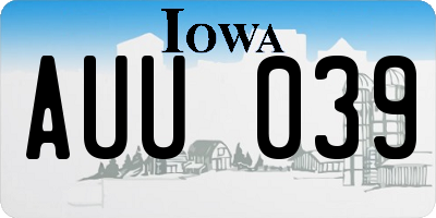 IA license plate AUU039
