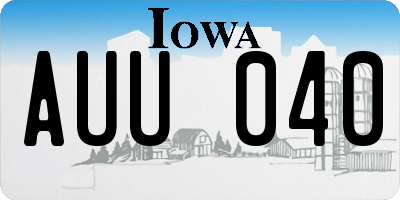 IA license plate AUU040