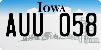 IA license plate AUU058