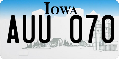 IA license plate AUU070