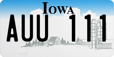 IA license plate AUU111