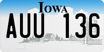 IA license plate AUU136