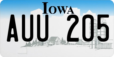 IA license plate AUU205