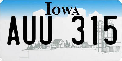 IA license plate AUU315