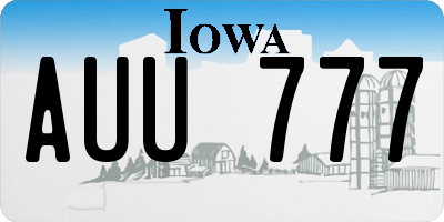 IA license plate AUU777