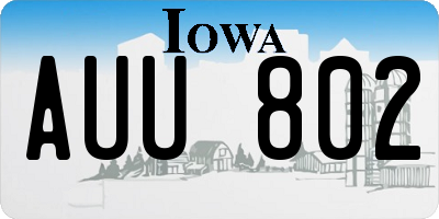 IA license plate AUU802