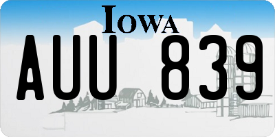 IA license plate AUU839