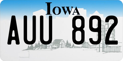 IA license plate AUU892