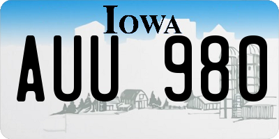 IA license plate AUU980