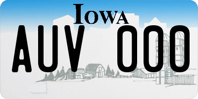 IA license plate AUV000