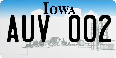 IA license plate AUV002