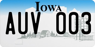 IA license plate AUV003
