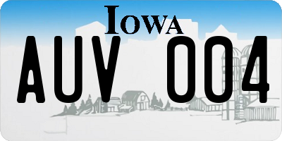 IA license plate AUV004