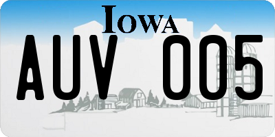 IA license plate AUV005