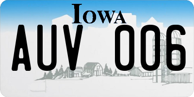 IA license plate AUV006