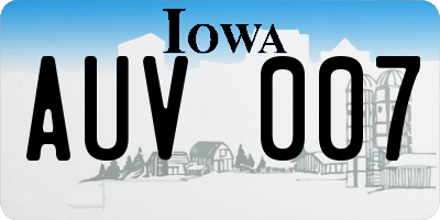 IA license plate AUV007