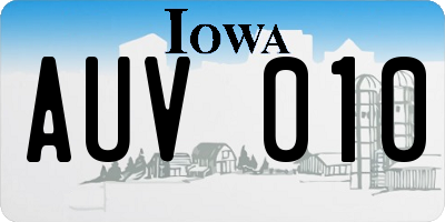 IA license plate AUV010