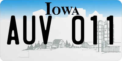 IA license plate AUV011