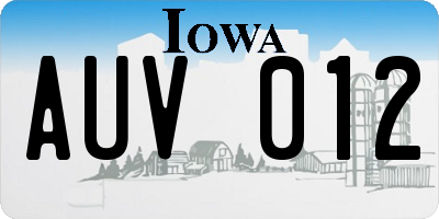 IA license plate AUV012