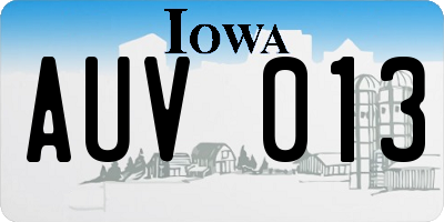 IA license plate AUV013