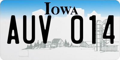 IA license plate AUV014