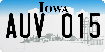 IA license plate AUV015