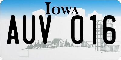 IA license plate AUV016