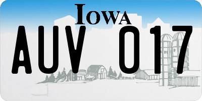 IA license plate AUV017