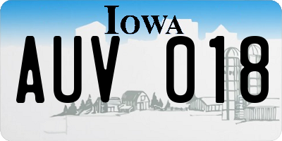 IA license plate AUV018