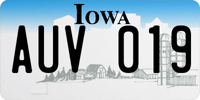 IA license plate AUV019