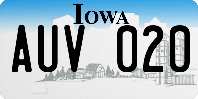 IA license plate AUV020