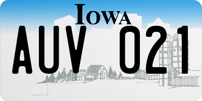 IA license plate AUV021