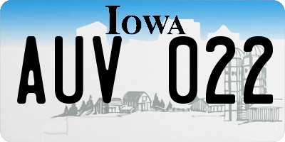 IA license plate AUV022