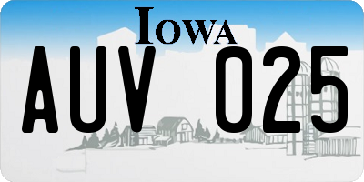 IA license plate AUV025