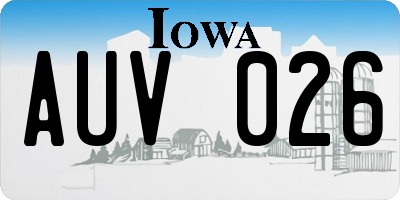 IA license plate AUV026