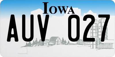 IA license plate AUV027