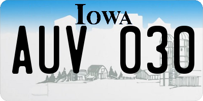 IA license plate AUV030