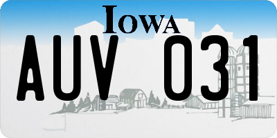 IA license plate AUV031