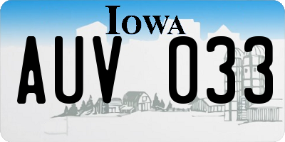 IA license plate AUV033
