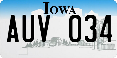 IA license plate AUV034