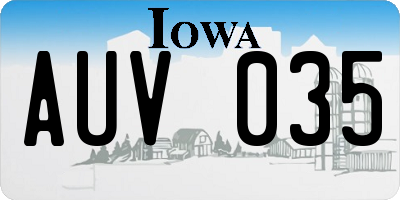 IA license plate AUV035