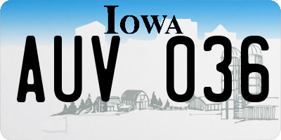 IA license plate AUV036