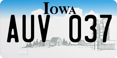 IA license plate AUV037