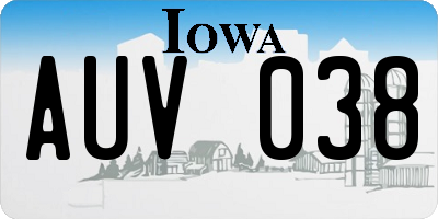 IA license plate AUV038