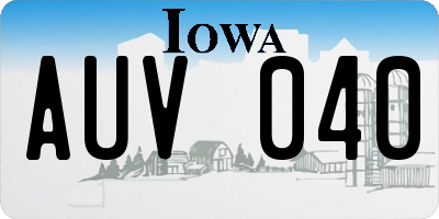 IA license plate AUV040