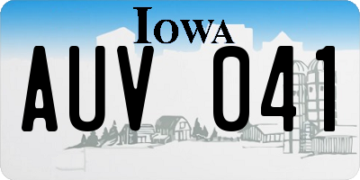 IA license plate AUV041
