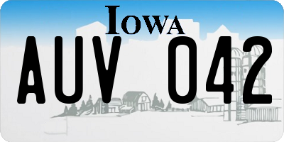IA license plate AUV042