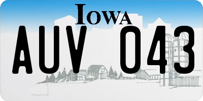 IA license plate AUV043