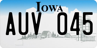 IA license plate AUV045