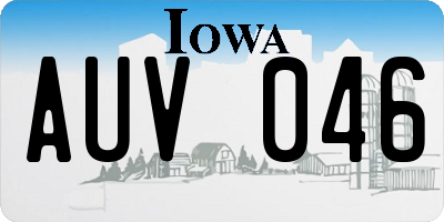 IA license plate AUV046